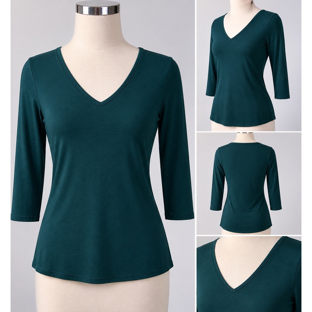 Paper Moon Womens Knit Top Hunter Green Strappy Cage Back 3/4 Sleeve XS